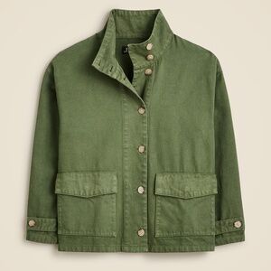 J Crew women’s green funnelneck field jacket in heavyweight twill L